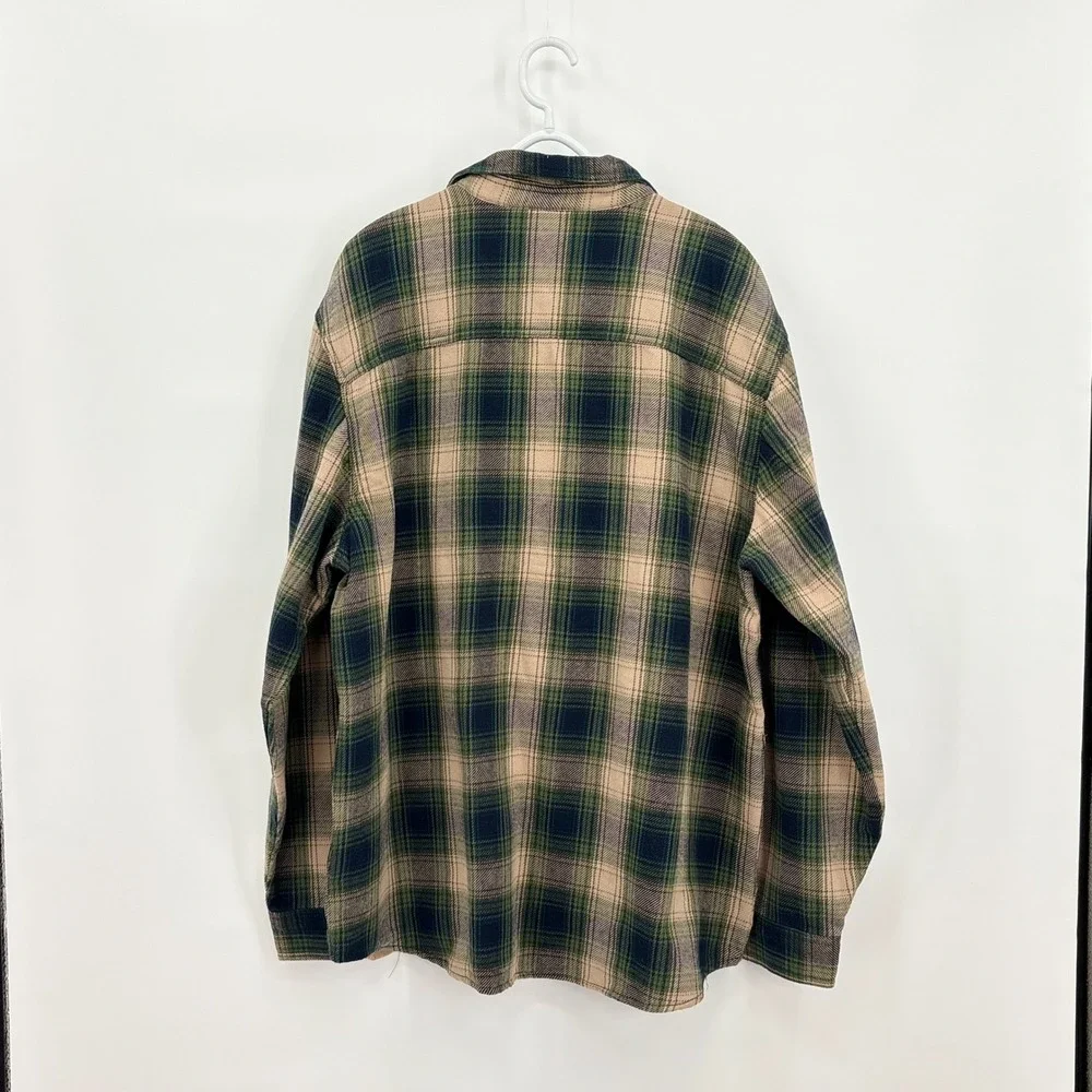 Buffalo David Bitton Mens XXL Green Plaid Cotton Flannel Shirt Jacket Shacket